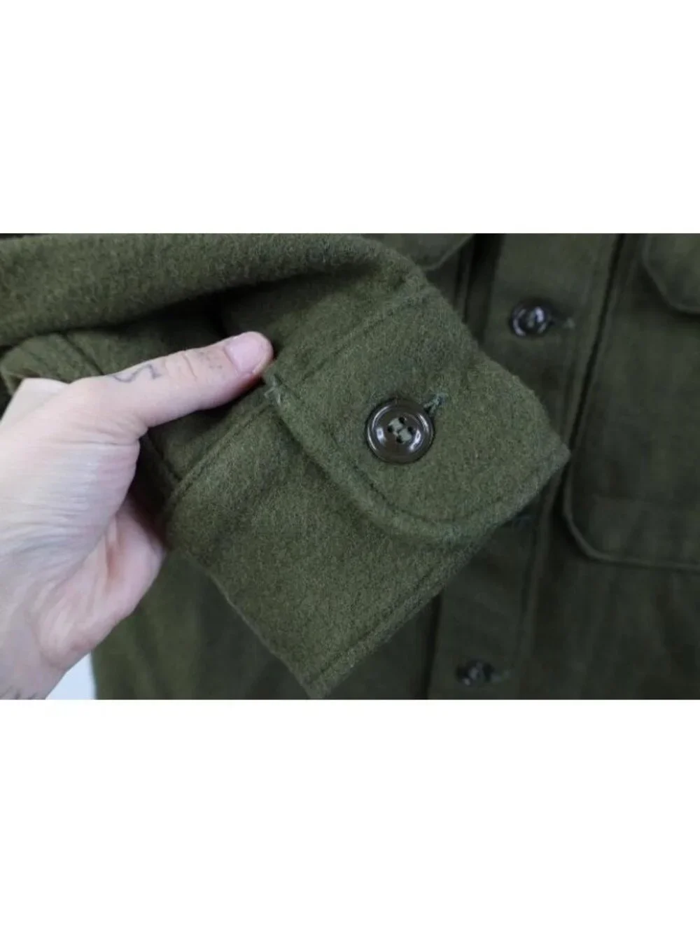 Deadstock Unissued 50s Korean War Mens Small OG108 Wool Nylon Field Button Shirt